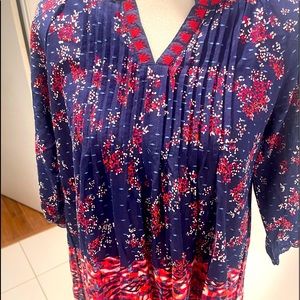 NWT Vintage America Red White & Blue Floral Top M